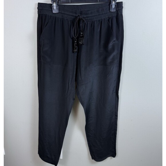 Calypso Saint Barth Womens Drawstring Straight Leg Silk Pants Navy Size Medium - Picture 1 of 7